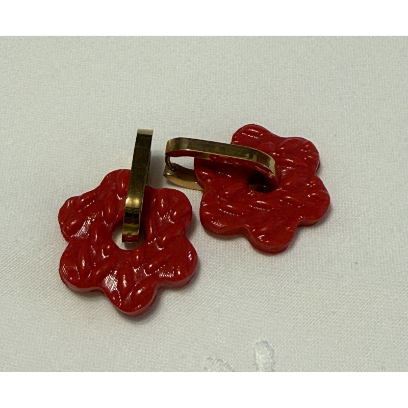 Red Flower Earrings