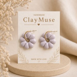 Lavender Daisy Hoops