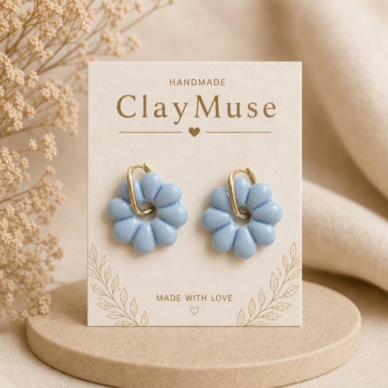 Blue Daisy Hoops